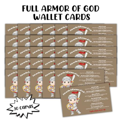 Lashicorn Full Armour of God Bible Verse Wallet Cards 30pk 3.5x2” Pocket Hand Out Sword and Shield Minimalist Ephesians 6:14-18 Knight Templar
