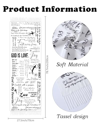 Prayer Shawls for Women Inspirational Scripture Scarf Wrap - color: White