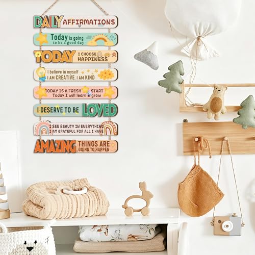 IARTTOP Daily Affirmations Inspirational Kids Classroom Wooden Hanging Sign - color: Inspirational Quote