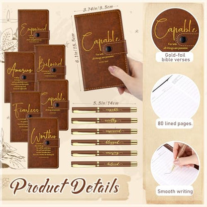 Potchen 18 Pcs Christian Church Gift 13oz Coffee Mug Journal Pen, Brown - color: Retro Brown, size: Bible