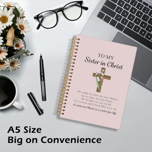 Bible Notebook for Women, Church Notes Journal, Women Prayer Notebook, Bible Notebooks for Note Taking, Sister in Christ Inspirational Notebook Hardcover Spiral Notebook, 5.5x8.3 Inch - color: Christ-2