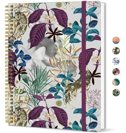 Taja Large Spiral Lined Journal for Women and Men, Notebook for Work - color: J-Jungle