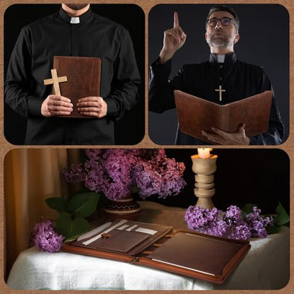 Fuyoooo 3 Pcs Pastor Gift Leather Bible Verse Portfolio Set with Pen - style: Pastor