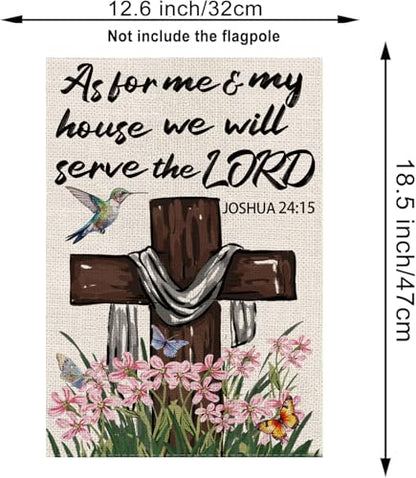 Spring Garden Flag Religious Christian Cross Spring Vertical Double Sided Yard Outdoor Decorations 12.5 x 18 Inch