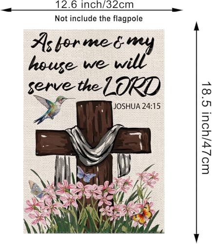 Spring Garden Flag Religious Christian Cross Spring Vertical Double Sided Yard Outdoor Decorations 12.5 x 18 Inch