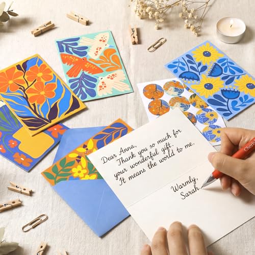 Thboxes Blank Cards and Envelopes, 24 Pack Blank Note Cards, 4x6In - style: Abstract Floral Blank Card
