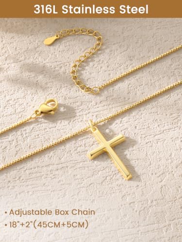 KeyStyle Cross Necklace for Women,Silver/Gold/Rose Gold Cross Pendant - color: Small Cross-Gold