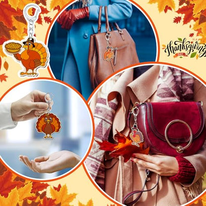 Trnayi 36 Pcs Thanksgiving Turkey Wood Keychain DIY Craft - style: Turkey