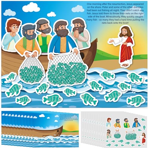 Marspark 24 Pcs Jesus Visits Disciples Bible Scene Stickers, Christian VBS - style: Jesus Visits Disciples