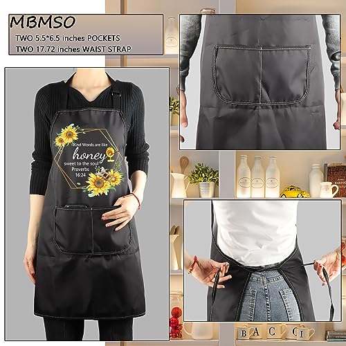 MBMSO Christian Aprons Proverbs 16:24 Religious Gifts Bible Verse Apron with Pockets Kind Words Are Like Honey Biblical apron
