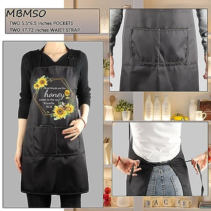 MBMSO Christian Aprons Proverbs 16:24 Religious Gifts Bible Verse Apron with Pockets Kind Words Are Like Honey Biblical apron