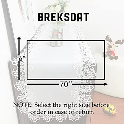 Lace Tablecloth Rectangle Fabric Washable Off White 16x70inch - color: H17176-white-1, size: 16*70