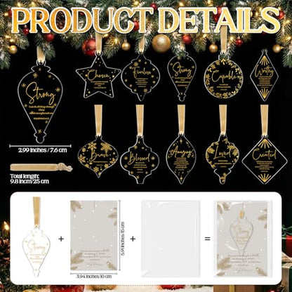 Kasyat 10 Sets Christian Tree Ornaments Bulk Clear with Cards, Casual - style: Casual