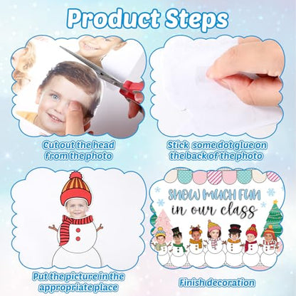 Winter Bulletin Board Decoration Set Xmas Tree Snowflakes Classroom Paper Cutouts Winter Snowman DIY Photo Bulletin Board Paper Decor for Christmas Holiday School Classroom Home Chalkboard Wall Decor - style: Snowman