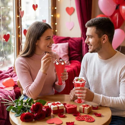 20 Pcs Valentine's Day Cups Heart Shaped Champagne Flutes with Lids 5.6 oz Dessert Cups Plastic Disposable Champagne Glasses for Parties, Bar, Events, Wedding Party Supplies (Red) - color: Red