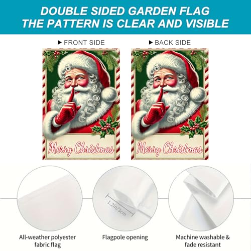 BlissYard Christmas Santa Claus Garden Flag 12x18 Inch Polyester - color: Cute Santa Claus