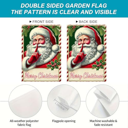 BlissYard Christmas Santa Claus Garden Flag 12x18 Inch Polyester - color: Cute Santa Claus