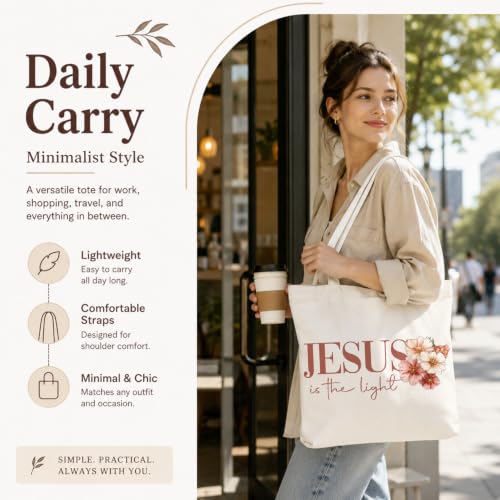 Christian Canvas Tote Bag, Bible Verse Reusable Shopping Bag - color: Jesus