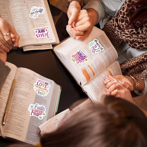 WorldBazaar 100pcs Bible Verse Stickers Bulk Floral Inspirational Jesus