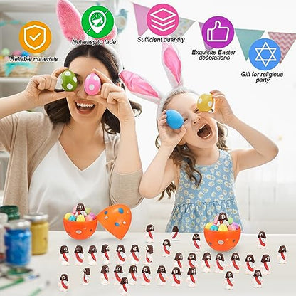 Bememo 100 Pcs Jesus Toys Original Design Mini Rubber Little Jesus Figurine to Hide and Seek Religious Party Favors Sunday School Craft Baptism Gifts for Easter Egg Stuffers(Red) - color: Red
