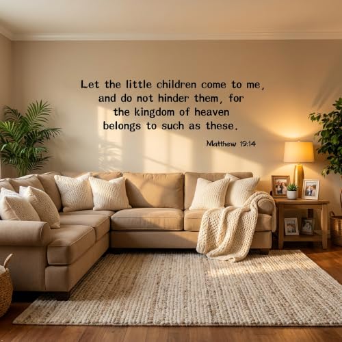 Blinggo Matte Black Matthew 19 14 Bible Vinyl Wall Decal Christian Faith (Black, 35'' Width) - size: 35'' Width