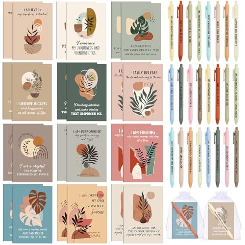 Mooliwe 24 Pcs Affirmation Notebooks Pens Bulk Gifts, Gratitude,Plant - style: Plant