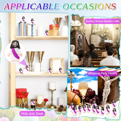 Bememo 25Pcs Mini Jesus Figure for Religious Favor,Purple - color: Purple