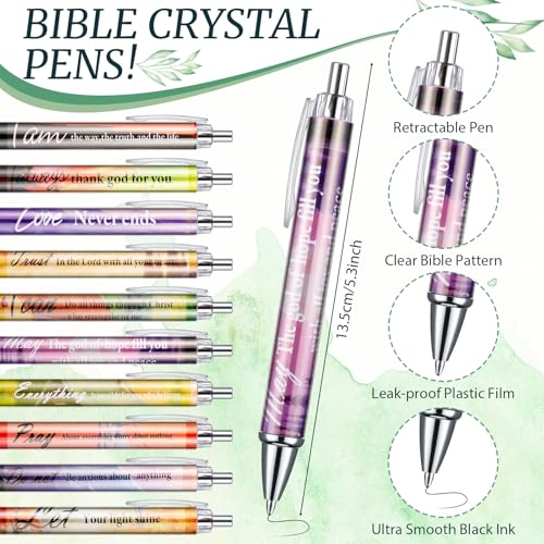 200 Pcs Christian Gift for Women Christian Accessories Include 50 Bible Verses Notebook 50 Church Bookmark 50 Ballpoint Pen Organza Bag Gift for Christmas Church Motivational (Scenery) - style: Scenery