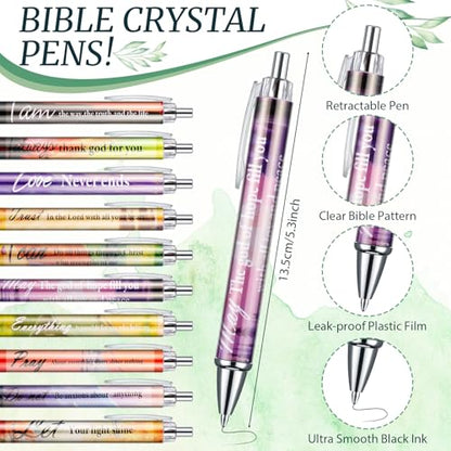 200 Pcs Christian Gift for Women Christian Accessories Include 50 Bible Verses Notebook 50 Church Bookmark 50 Ballpoint Pen Organza Bag Gift for Christmas Church Motivational (Scenery) - style: Scenery