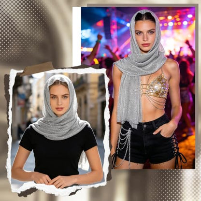 GERINLY Fashion Scarves for Women Lightweight Lace Printed Scarf Shawl Wrap - color: Silvery