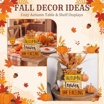 Lineshading 4 Pcs Fall Table Decorations Wooden Autumn Maple Leaf Decor - style: Autumn Leaves