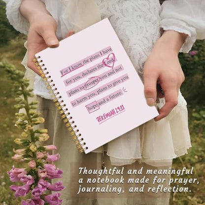Pink Christian Notebook Journal, Bible Verse Scripture Journal for Women, Christian Gifts for Women, Girly Pink Office Supplies, Jeremiah 29:11 Religious Spiral Notebook 5.5x8.3 Inch - color: Jeremiah 29:11-Pink