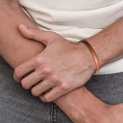 Pure Copper Bracelets for Women Men Waterproof Healing Cuff Bracelets for Men Adjustable Chunky Healing Copper Bangle Jewelry Gifts - color: copper-wide