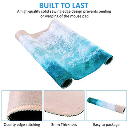 iCasso Extended Gaming Mouse Pad,35.4 x 15.7in Desk Pad,Beach - color: Beach
