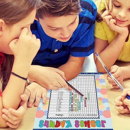 Yeaqee12 Pcs Sunday School Attendance Charts with Sticker, Blue - color: Blue