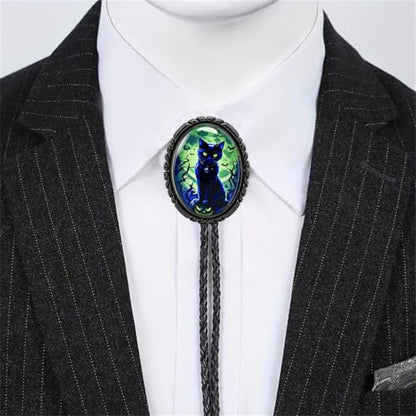 GelConnie Gothic Bolo Tie for Men Women 3D Art Western Cowboy Necktie - color: Gothic Cat Bolo Tie