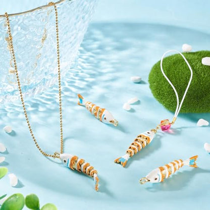 Craftdady Enamel Koi Fish Charms Long-Lasting Plated CZ Sea Ocean Life Animals Pendants 18K Gold Plated Goldfish Charms for Jewelry Making Bracelets Earrings - color: White