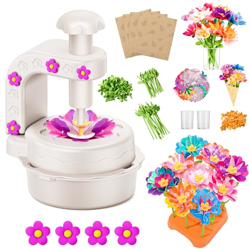 Fabric Flower Bouquets Toys,DIY Craft Kits for Kids,Arts and Crafts Toy for 3+ Year Old Girls,Flowers Market Toy,Build Your Flower Bouquet,Educational Preschool Learning Toys for Birthday,Christmas - color: Starlight
