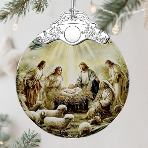 Christian Christmas Decoration, Nativity Christmas Ornament, Nativity Scene Ornament, Holy Family and Baby Jesus, Religious Holiday Decor, Religious Gifts, Christian Gifts, Gift Exchange, Gift Idea - color: Nativity Pattern G