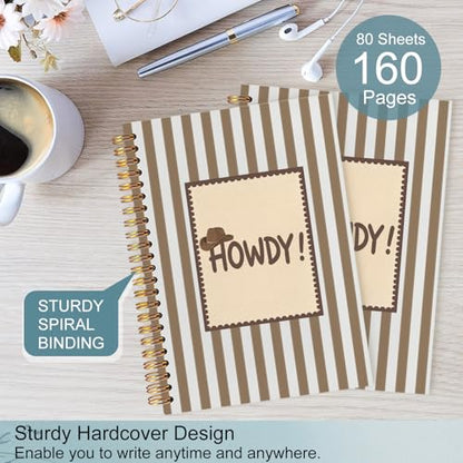 Howdy Western Spiral Notebook 5.5x8.3 - color: White Howdy Western Striped