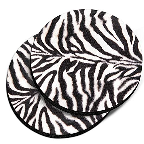 , Zebra Stripes Skin Pattern Design Absorbent ROUND Fabric Felt Neoprene Car Coasters for Drinks (2.87 inches), 2pcs Set - color: Zebra Stripes Skin Pattern