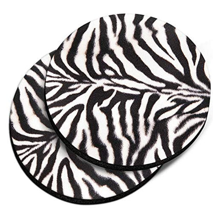 , Zebra Stripes Skin Pattern Design Absorbent ROUND Fabric Felt Neoprene Car Coasters for Drinks (2.87 inches), 2pcs Set - color: Zebra Stripes Skin Pattern