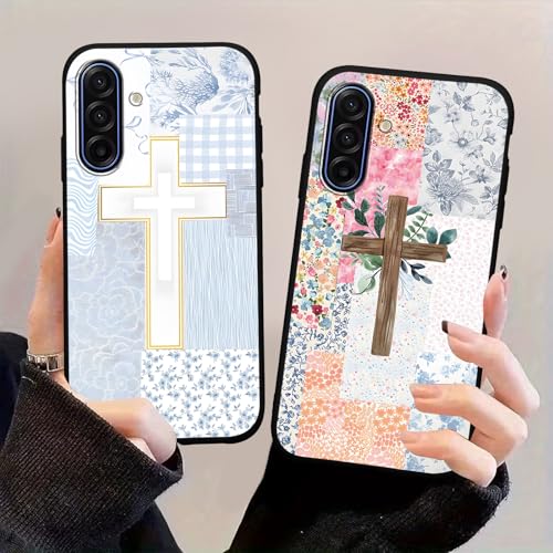 2 Pack Collage Jesus Cross Flower Phone Case for Samsung Galaxy A17 6.7", Aesthetics Bow Floral Print Design Cases for Girls Woman, Soft TPU Bumper Protective Cases for Samsung Galaxy A17 - color: Jesus Cross, size: for Samsung Galaxy A17