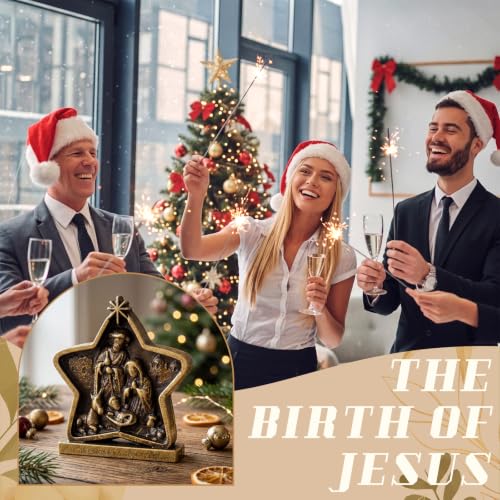 Civaner 50 Pcs Mini Brass Color Nativity Scene Figurines, Nativity Decor - style: Nativity