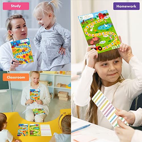 40 Pack Incentive Chart, 2 Adorable Designs with 1078 Stickers Classroom Teaching/Reward/Family Using for Kids Homework Assignments, Attendance, Positive Behavior, Chores, Potty Training Progress - style: Farms and oceans