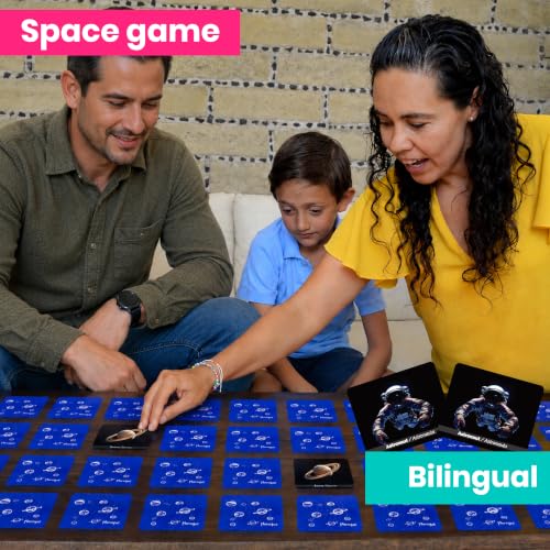 Menique Universe Memory Card Game – 60 Cards (30 Pairs), Bilingual Space Games with Planets, Stars & Galaxies, Educational Matching Game for Kids and Adults Ages 3+ - style: Universe