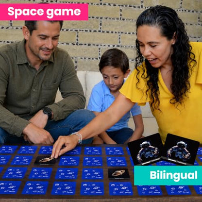 Menique Universe Memory Card Game – 60 Cards (30 Pairs), Bilingual Space Games with Planets, Stars & Galaxies, Educational Matching Game for Kids and Adults Ages 3+ - style: Universe