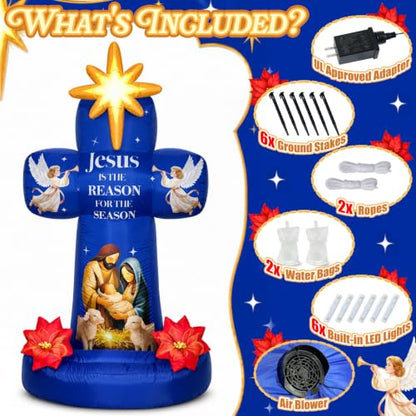 7 FT Christmas Inflatables, Nativity Scene Outdoor Christmas Decorations