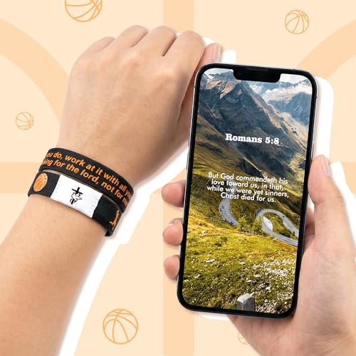 EYxsaxenk Colorful Religious Scripture Daily Bible Verse NFC Bracelets Set - color: Basketball