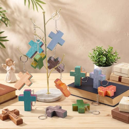 Kenning 12 Pcs Christian Clicker Keychain 3D Fidget Toy - style: Gradient Cross